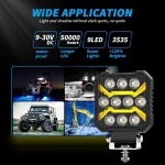 10 LED Halogen cu Lumina Alba si DRL Portocalie, 1700LM, 17W, 9-30V, IP68, 7 Moduri de Functionare, Mod Stroboscopic si Semnal Dinamic