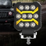 10 LED Halogen cu Lumina Alba si DRL Portocalie, 1700LM, 17W, 9-30V, IP68, 7 Moduri de Functionare, Mod Stroboscopic si Semnal Dinamic