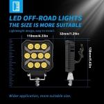 10 LED Halogen cu Lumina Alba si DRL Portocalie, 1700LM, 17W, 9-30V, IP68, 7 Moduri de Functionare, Mod Stroboscopic si Semnal Dinamic