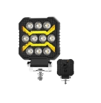 10 LED Halogen cu Lumina Alba si DRL Portocalie, 1700LM, 17W, 9-30V, IP68, 7 Moduri de Functionare, Mod Stroboscopic si Semnal Dinamic