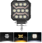 10 LED Halogen cu Lumina Alba si DRL Portocalie, 1700LM, 17W, 9-30V, IP68, 7 Moduri de Functionare, Mod Stroboscopic si Semnal Dinamic