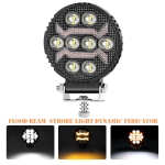 8 LED Halogen cu Lumina Alba si DRL Portocalie, 9-30V, IP68, 7 Moduri de Functionare, Mod Stroboscopic si Semnal Dinamic
