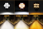 8 LED Halogen cu Lumina Alba si DRL Portocalie, 9-30V, IP68, 7 Moduri de Functionare, Mod Stroboscopic si Semnal Dinamic