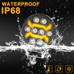 8 LED Halogen cu Lumina Alba si DRL Portocalie, 9-30V, IP68, 7 Moduri de Functionare, Mod Stroboscopic si Semnal Dinamic