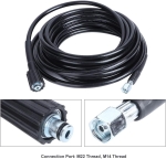 Furtun de inalta presiune pentru aparat de spalat, 10 m, conexiune M22-14 mm, 40 MPa (5800 PSI), 60°C, flexibil si rezistent la uzura, Negru