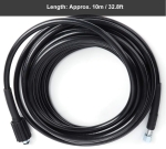 Furtun de inalta presiune pentru aparat de spalat, 10 m, conexiune M22-14 mm, 40 MPa (5800 PSI), 60°C, flexibil si rezistent la uzura, Negru