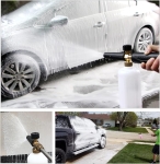 Lance de spumare profesionala 1L pentru aparat de spalat cu presiune, Foam Cannon, Quick Connect 1/4", reglaj jet si concentratie spuma, 5 duze incluse