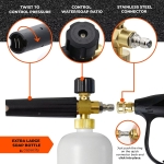 Lance de spumare profesionala 1L pentru aparat de spalat cu presiune, Foam Cannon, Quick Connect 1/4", reglaj jet si concentratie spuma, 5 duze incluse
