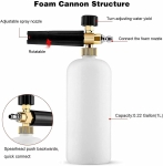 Lance de spumare profesionala 1L pentru aparat de spalat cu presiune, Foam Cannon, Quick Connect 1/4", reglaj jet si concentratie spuma, 5 duze incluse