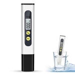 Tester profesional de calitate a apei 4 in 1, portabil, detector TDS, EC si temperatura, pentru apa potabila, afisaj LCD, functie HOLD - Alb