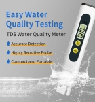 Tester profesional de calitate a apei 4 in 1, portabil, detector TDS, EC si temperatura, pentru apa potabila, afisaj LCD, functie HOLD - Alb