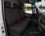 Set Huse Textile pentru Mercedes Sprinter W906 2006-2018 – Negru cu Cusatura Rosu
