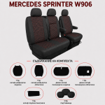 Set Huse Textile pentru Mercedes Sprinter W906 2006-2018 – Negru cu Cusatura Rosu