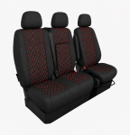 Set Huse Textile pentru Mercedes Sprinter W906 2006-2018 – Negru cu Cusatura Rosu