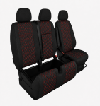 Set Huse Textile pentru Mercedes Sprinter W906 2006-2018 – Negru cu Cusatura Rosu