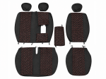 Set Huse Textile pentru Mercedes Sprinter W906 2006-2018 – Negru cu Cusatura Rosu