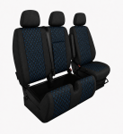 Set Huse Textile pentru Mercedes Sprinter W906 2006-2018 – Negru cu Cusatura Albastra