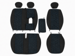 Set Huse Textile pentru Mercedes Sprinter W906 2006-2018 – Negru cu Cusatura Albastra