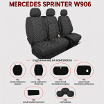 Set Huse Textile pentru Mercedes Sprinter W906 2006-2018 – Negru cu Cusatura Alb