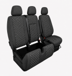 Set Huse Textile pentru Mercedes Sprinter W906 2006-2018 – Negru cu Cusatura Alb