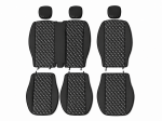Set huse scaune 2+1 pentru FORD TRANSIT CUSTOM 2009+ – Piele ecologica, Negru cu cusaturi albe, 8 piese