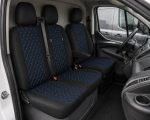Set huse scaune 2+1 pentru FORD TRANSIT CUSTOM 2009+ – Piele ecologica, Negru cu cusaturi gri, 8 piese