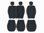 Set huse scaune 2+1 pentru FORD TRANSIT CUSTOM 2009+ – Piele ecologica, Negru cu cusaturi gri, 8 piese