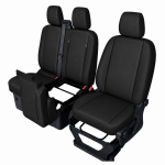 Set huse scaune 2+1 pentru FORD TRANSIT CUSTOM 2009+ – Piele ecologica, Negru, 8 piese