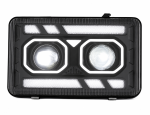 Far LED dreapta cu lupe pentru Volvo FH12 / FM10 / FM12 / FH16 (Generatia 1) 24V – DRL Alb + Portocaliu, Startup Effect