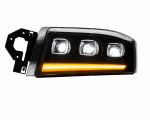 Far LED stanga cu 3 lupe pentru Renault Premium 24V – DRL Alb + Portocaliu, Startup Effect