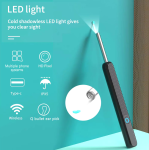 Aparat pentru curatat urechile cu camera HD 1296P, Wi-Fi, 6 LED, IPX5, transmisie 30 FPS, senzor 3-Axis, incarcare USB-C, accesorii incluse, Negru