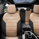 Set Huse Scaune Auto SelectedFit One Design by Otom textil – Negru si bej, pentru scaune fata si spate