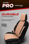 Set Huse Scaune Auto SelectedFit Pro Design by Otom textil cu piele ecologica – Negru si bej, pentru scaune fata si spate