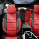 Set Huse Scaune Auto SelectedFit Pro Design by Otom textil cu piele ecologica – Negru si rosu, pentru scaune fata si spate