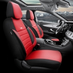 Set Huse Scaune Auto SelectedFit Pro Design by Otom textil cu piele ecologica – Negru si rosu, pentru scaune fata si spate