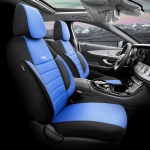 Set Huse Scaune Auto SelectedFit Pro Design by Otom textil cu piele ecologica – Negru si albastru, pentru scaune fata si spate