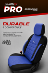 Set Huse Scaune Auto SelectedFit Pro Design by Otom textil cu piele ecologica – Negru si albastru, pentru scaune fata si spate