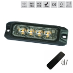 LED Gabarit Girofar Stroboscopic, Lumina Portocalie, 4 LED, 15.1W, 9 Moduri, E-Mark E9, ECE R65, IP67, 12-24V, 108 mm