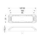 LED Gabarit Girofar Stroboscopic, Lumina Portocalie, 4 LED, 15.1W, 9 Moduri, E-Mark E9, ECE R65, IP67, 12-24V, 108 mm