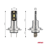 Set 2 Becuri LED AMiO H-Mini H7/H18, 42W, 2225 lm, 6500K Lumina Alba Rece, CSP LED, CANBUS, 12V/24V, Plug & Play, E9, R10