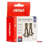 Set 2 Becuri LED AMiO H-Mini H7/H18, 42W, 2225 lm, 6500K Lumina Alba Rece, CSP LED, CANBUS, 12V/24V, Plug & Play, E9, R10