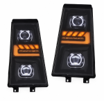 Far LED dreapta cu 2 lupe pentru Renault Premium II / DXi / Route / Distribution, 24V, DRL Alb-Portocaliu, Startup Effect, OEM 5010578475, 7421636309, 7482588692, 5010578477, 82588692