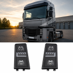 Set 2 Faruri LED stanga + dreapta cu 2 lupe pentru Renault Premium II / DXi / Route / Distribution, 24V, DRL Alb-Portocaliu, Startup Effect, OEM 5010578475, 7421636309, 7482588692, 5010578477, 82588692