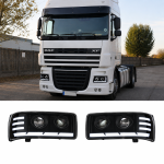 Set 2 Faruri LED stanga + dreapta cu 2 lupe pentru DAF XF105 / Space Cab / Super Space Cab, 24V, DRL Alb-Portocaliu, Startup Effect
