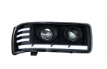 Far LED dreapta cu 2 lupe pentru DAF XF105 / Space Cab / Super Space Cab, 24V, DRL Alb-Portocaliu, Startup Effect