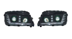 Set 2 Faruri LED Stanga + Dreapta cu 2 Lupe pentru Mercedes-Benz Actros MP3 / MegaSpace 2008-2011, 24V, DRL Alb-Portocaliu, Startup Effect, OEM 9438201661, A9438201661, 9438201761, A9438201761