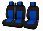 2+1 Set Huse Scaune Pentru Duba si Autoutilitara, Universale, Textil, Albastru-Negru, 5 Piese