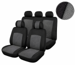 Set Huse Scaune Auto Universale, Pentru Scaune Fata si Spate, Textil, Gri-Negru, 9 Piese