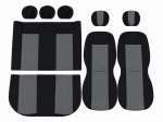 Set Huse Scaune Auto Universale, Pentru Scaune Fata si Spate, Textil, Gri-Negru, 9 Piese