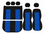 Set Complet Huse Scaune Auto Pentru Dacia Logan I 2004-2012, Dacia Logan II 2012+, Textil, Albastru-Negru, 9 Piese